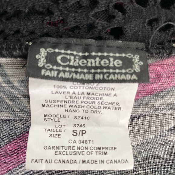 Clientele Pink and Black Print Asymmetrical Open Cardigan Sz Small - Picture 5 of 6